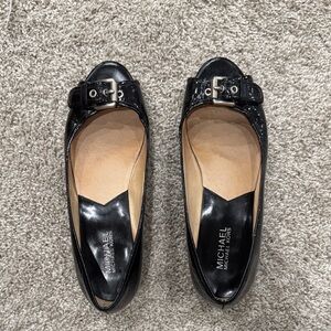 Michael Kors Black Patent Leather Buckle Flats, size 8M